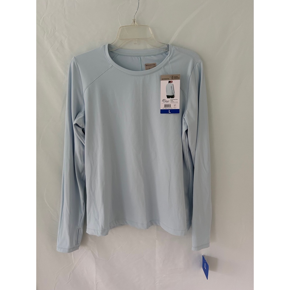 Mondetta Performance Luxury Light Blue‎ Long Sleeve Athletic Top Size L